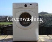 Using a washing machine as a metaphor, this video helps explain what greenwashing is and how to combat it. nGreenwashing is the act of misleading consumers regarding the environmental practices of a company, product or service. On entering the machine, the clothes are white, where as later, they come out green, to show that advertising influences consumers. What looks like a box of Ariel washing powder, on closer inspection, actually reads &#39;A real fabrication, confessional formula, this will gre