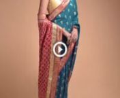 Teal Blue Saree In Silk With Weaved Floral Buttis And Bandhani Printed Pallu Online - Kalki Fashion