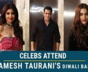 Dabbang 3 co-stars Salman Khan and Saiee Manjrekar attended Ramesh Taurani&#39;s Diwali party. Salman arrived in an all-black outfit consisting of light washed jeans and a shirt while Saiee, also in black, wore a crop top and patterned skirt. The event was also attended by Shilpa Shetty who looked absolutely stunning in a pink patterned sari. Among others, Daisy Shah also made an appearance dressed in a green lehenga. The celebs posed for the paps and were all smiles as they headed for the Race 3 pr