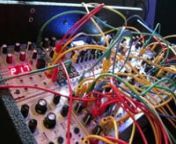 This patch focused on using the 4ms Quad clocking distributor (QCD) module as the main brain to trigger the drums and musical sequences. The source clocking generator was the delptronics triggerman running in pattern mode. I set up 8 stored sequences that had slightly different shifted gate positions, and then outputted these assignments to the 4 channels on the 4ms OCD, and then took those outputs into separate gate triggers for the drum/snare/high-hats. The Modcan QLFO was also being clocked f