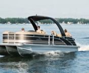 For 2016, Bennington restyled its popular R-Series of custom performance pontoons, and models such as the 2550 RSRA show off the results. The characteristic downward swoosh of Bennington’s fence rails ends in a fiberglass stern that matches its angle. Rear-firing speakers keep passengers out back in the groove. An extra-large swim platform and a tall optional ski pylon make it ready for the aquatic games, and boarding is easy thanks to the stainless steel swimming pool–style ladder. The rear