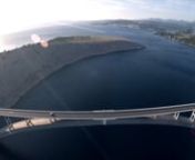 Testing drone DJI Phantom 2 in high wind conditions. Location shooting is the bridge of Krk, Croatia, Hrvatska. Northwest wind, called
