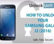 Place your order here:https://www.unlockunit.com/unlock-samsung-galaxy-j2-(2016)-062341nThis is a video tutorial about how to unlock your Samsung Galaxy J2 (2016).nThe unlocking process is a simple 3 steps process and you don’t need any technical skills for that. Once your Samsung Galaxy J2 (2016) will be unlocked you will be able to use it with any other network provider in your country or around the world.nIn order to find out if your phone is SIM locked all you have to do is to insert anoth