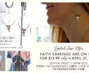 WWW.P31BOOKSTORE.COMnFaith Earrings are on sale for &#36;14.99 on April 21, 2015 until 11:59PM EST only! Don&#39;t miss out!nCode: FAITHEARRINGSnLimit: One Per PersonnnSpecial thank you to Fashion and Compassion!nfashionandcompassion.comnnMissed the sale? Don&#39;t worry! You can still purchase these earrings created by Fashion and Compassion from P31BOOKSTORE.COM for &#36;17.99!