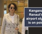 The Queen of Bollywood, Kangana Ranaut was spotted at the airport last night. The Queen actress was at her stylish best. Dressed in a stripped blazer paired with coordinated short pants, black sunglasses, a tote bag, and nude high heels, Kangana looked drop dead gorgeous. On the style front, Kangana Ranaut never fails to impress the fashion police. The actress is known for her airport looks. On the work front, the Queen actress will be seen in Mental Hai Kya opposite Rajkummar Rao. The same also