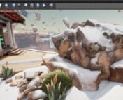 Various shaders I created during the production of LawBreakers.nnSnow blend shader:uses vertex color to accumulate snow.Increasing intensity of vertex color blends from wet surface to wet dirty snow, to clean snow, and finally to dry powdered snow.Snow will only accumlate on the tops of surfaces.nnCave ice shader:look development shader that uses inverted normals with a cubemap to fake internal light scattering.Also uses vertex color to paint subsurface illumination as well as blending