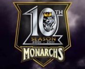 This video was played (in conjunction with lighting effects, pyro and live banner unveiling) to kick off the 10th anniversary season of Manchester Monarchs (AHL) hockey.nnShow design, music, video editing (with Justin Zonay) and animation by Ben PeircennThe Manchester Monarchs are the primary affiliate of the NHL&#39;s Los Angeles Kings. © 2010, Manchester Monarchs Hockey Club. All rights reserved.