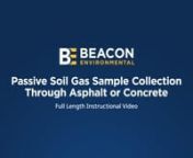 Instructional video for the collection of passive soil gas samples when sampling through asphalt or concrete surfacing to target volatile and semivolatile organic compounds (VOCs and SVOCs).These procedures are in accordance with ASTM Standards D7758 and D5314.