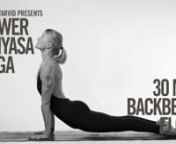 In this half-hour power vinyasa backbend flow, we go into exercises that are designed to make your technique better and prepare you for more advanced backbend postures. Start warming up the spine with some easy lengthening and twisting, gradually opening up the whole front body including shoulders, chest, hip flexors and thighs. Use this as a home practice, work up your strength through dancer´s pose - a balancing posture - and perhaps end up flipping from a wild thing into a full wheel as a fi
