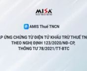 [AMIS Thuế TNCN] Chứng từ khấu trừ thuế theo NĐ 123 và Thông tư 78 from tncn