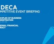 Watch this briefing to prepare for competition during DECA&#39;s 2024 International Career Development Conference.nnPrinciples of Business Administration Events (PBM, PFN, PHT, PMK) and Personal Financial Literacy (PFL)