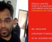 Make sure you check out the moving journey of one of our elated customers’ Mr. Varun Nair who shifted from Gurugram to Bangulure vide GC number GCGGN202102593 and expressed – “What a joy to have APML professionals on board! I moved stress-free because everything was handled well by the specialists. The best thing was they were calm, composed, and equally hardworking. On one side, they discussed every detail about the move, and on the other hand, they were dealing with my stuff. Everything