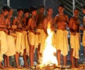 In April 2011, the Nambudiri Brahmins of Kerala performed an ancient fire ritual in the parched rice paddies of Panjal, a hilltop village in the center of the state. The ritual, which they call AGNI after the Vedic god of fire, has its roots in the first millennium BCE and was last performed in Panjal in 1975. Over the course of 12 days, a massive brick altar is piled in the shape of a bird and fire kindled on its head. Mantras are recited continually and offerings of milk, butter, and pressed S