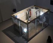 Molba, Molka? [뭘봐, 몰카]n2022nPlexiglass, One-Way Mirrors, Wood, Privacy of a Bedroomn214cm x 427cm x 274cmn___nIn June 2021, the Human Rights Watch named South Korea as the number one country in the world for spy cam (몰카 mol-ka) use and its usage for digital sex crimes. More than 30,000 cases of filming with the use of hidden cameras were reported to the police between 2013 and 2018. Unsurprisingly, more than 80% of the 26,000 victims of reported cyber-sex crimes that involved illicit
