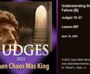 Understanding the Failure. Judges 19-21. April 18, 2023nnWhat was a concubine in ancient Israel? Listen to this message to learn that this was not part of God’s design but it was a custom of that part of the world. A concubine was a legitimate wife but of a secondary status. Hear an intriguing overview told from the end to the beginning of what events caused an almost near annihilation of the tribe of Benjamin. See the role a horrific gang rape and killing of a Levite’s concubine played in t