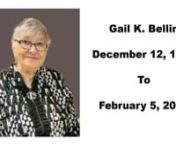 Gail K. Bellin, age 83, of Kewaunee passed away on Friday, February 5, 2021.She was born on December 12, 1937 to the late Orme and Irene (Kuehl) Teske.nnShe graduated from Kewaunee High School in 1955.She married Gervaise Bellin on September 26, 1959 and he preceded her in death on December 14, 2002.nnGail worked at Leyse Aluminum, now known as Vollrath, for many years and then worked at St. Mary’s Kewaunee Area Memorial Hospital and then at Aurora Baycare Medical Center in Green Bay.nnGai