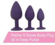 https://www.pinkcherry.com/products/soiree-booty-plug-set-3x-in-deep-purple (PinkCherry US) nhttps://www.pinkcherry.ca/products/soiree-booty-plug-set-3x-in-deep-purple (PinkCherry Canada) nnFocused purely on providing pleasure to all levels of anal play experience, the Soiree Booty Plug Set features three silky plugs varying in size from tiny to more filling. Each shaped into a classic taper, the plugs offer tons of smoothness, a long neck designed for comfortable long term wear and a pretty jew