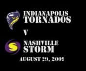 The Defending NAFL National Champions, the Indianapolis Tornados, rode into Nashville with a 7-0 W-L record for 2009 and in pregame warm-ups chanted “Our House” in unison. And in the first offensive series of the game, the Tornados appeared very ready to back up that chant as Tornado QB Quincy Adams (Earlham University) went deep to WR Glenn Ayro for a 78-yard TD pass on the game’s 2nd play from scrimmage.nnThe TD strike would be the Tornados’ last offensive highlight of the night. The r