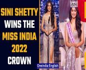 Femina Miss India 2022 event was hosted at the Jio World Convention Centre on Sunday. 21-year-old Sini Shetty from Karnataka was crowned as the winner of Femina Miss India 2022. Miss India 2020, Manasa Varanasi from Telangana crowned her successor as Miss India 2022.&#60;br/&#62; &#60;br/&#62;#MissIndia2022 #SiniShetty #MissIndiaEvent