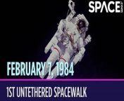 On February 7, 1984, NASA astronaut Bruce McCandless became the first person to go on a spacewalk without a tether. &#60;br/&#62;&#60;br/&#62;McCandless was wearing a type of jetpack known as the Manned Maneuvering Unit, or MMU. The MMU fit over a regular EMU spacesuit and included gas thrusters that allowed astronauts to venture much farther away from the space shuttle. McCandless was able to venture 320 feet away from the space shuttle Challenger. The MMU was used during three space shuttle missions in 1984, and astronauts used it to retrieve two faulty communications satellites.