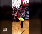 A teenager made a once-in-a-lifetime shot and wowed the crowd. 18-year-old James Meiergerd, who has Down syndrome, nailed a backwards, half court trick shot.