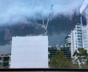 A massive storm makes its way over the escarpment - as filmed from the Illawarra mercury office in Market St, Wollongong.