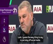 Spurs boss Ange Postecoglou sends a warning to his players on the risks of using social media sites