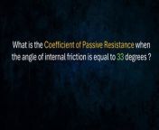 What is the Coefficient of Passive Resistance when the angle of internal friction is equal to 33 degrees ?&#60;br/&#62;-&#60;br/&#62;paki pindot po sa &#92;