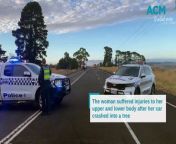 Woman in her 50s airlifted to hospital after Malmsbury crash, filmed on Thursday, March 14.