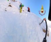 Moment three explorers rescued from icy Italian mountainSource: Vigili del Fuoco