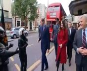 The Duke and Duchess of Cambridge have surprised hundreds of commuters by travelling by bus to meet poppy sellers at a London Tube station.