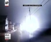 Police dash cam video shows a series of explosions along the beach in Maine as heavy storm surge soaked electrical transformers.