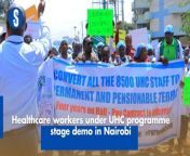 Healthcare workers who were hired by the government under the Universal Healthcare programme on Monday staged demonstrations. https://rb.gy/sb35bp