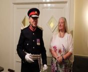 Lord Lieutenant of Aberdeenshire Sandy Manson makes the award presentation to Morag Lightning from Turriff of the British Empire Medal for her work in the community.