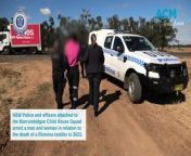 NSW Police and officers attached to the Murrumbidgee Child Abuse Squad arrest a man and woman in relation to the death of a Riverina toddler in 2023.