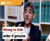 Haniff Khatri Abdulla says the government’s recourse would be to seek an audience with the king and ask for the order to be reversed.&#60;br/&#62;&#60;br/&#62;Read More: https://www.freemalaysiatoday.com/category/nation/2024/04/18/if-supplementary-order-is-genuine-wrong-for-govt-to-hide-it-says-lawyer/&#60;br/&#62;&#60;br/&#62;Free Malaysia Today is an independent, bi-lingual news portal with a focus on Malaysian current affairs.&#60;br/&#62;&#60;br/&#62;Subscribe to our channel - http://bit.ly/2Qo08ry&#60;br/&#62;------------------------------------------------------------------------------------------------------------------------------------------------------&#60;br/&#62;Check us out at https://www.freemalaysiatoday.com&#60;br/&#62;Follow FMT on Facebook: https://bit.ly/49JJoo5&#60;br/&#62;Follow FMT on Dailymotion: https://bit.ly/2WGITHM&#60;br/&#62;Follow FMT on X: https://bit.ly/48zARSW &#60;br/&#62;Follow FMT on Instagram: https://bit.ly/48Cq76h&#60;br/&#62;Follow FMT on TikTok : https://bit.ly/3uKuQFp&#60;br/&#62;Follow FMT Berita on TikTok: https://bit.ly/48vpnQG &#60;br/&#62;Follow FMT Telegram - https://bit.ly/42VyzMX&#60;br/&#62;Follow FMT LinkedIn - https://bit.ly/42YytEb&#60;br/&#62;Follow FMT Lifestyle on Instagram: https://bit.ly/42WrsUj&#60;br/&#62;Follow FMT on WhatsApp: https://bit.ly/49GMbxW &#60;br/&#62;------------------------------------------------------------------------------------------------------------------------------------------------------&#60;br/&#62;Download FMT News App:&#60;br/&#62;Google Play – http://bit.ly/2YSuV46&#60;br/&#62;App Store – https://apple.co/2HNH7gZ&#60;br/&#62;Huawei AppGallery - https://bit.ly/2D2OpNP&#60;br/&#62;&#60;br/&#62;#FMTNews #NajibRazak #HaniffKhatri #SupplementaryOrder #Pardon