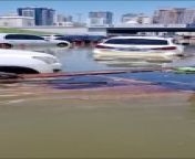 Sharjah Residents in flooded areas notice oil slick for over 2 kilometers in accumulated water from hair job oiling