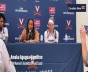 Amaka Agugua-Hamilton speaks on getting her first win as head coach of the Virginia women&#39;s basketball team.