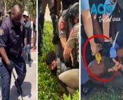 Police in Atlanta, Georgia, used a Taser on a handcuffed man at a protest at Emory University, the latest flashpoint in a growing movement on college campuses across the US, where hundreds of people have been arrested in California, Massachusetts, Texas, and other states, with reports of heavy-handed violence being used to break up protests.&#60;br/&#62;