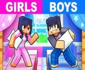 GIRLS vs BOYS Sleepover in Minecraft! from girls vs girls eating pussy