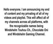 TL;DR: I&#39;m ending content sharing and creation. All videos and playlists will be privatized. This will be done on 10 July GMT+8. &#60;br/&#62;&#60;br/&#62;I need to move on with my life and focus on more important things. Yes, that requires me to private everything. No, you cannot have my channels. Thank you for tuning in until now.