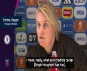 Chelsea boss Emma Hayes hailed Steph Houghton after the Manchester City captain announced her retirement