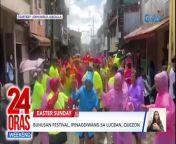 Ngayong Easter Sunday, masayang ipinagdiwang ang Buhusan Festival sa Lucban, Quezon. Kakaiba naman ang water blessing sa isang simbahan.&#60;br/&#62;&#60;br/&#62;&#60;br/&#62;24 Oras Weekend is GMA Network’s flagship newscast, anchored by Ivan Mayrina and Pia Arcangel. It airs on GMA-7, Saturdays and Sundays at 5:30 PM (PHL Time). For more videos from 24 Oras Weekend, visit http://www.gmanews.tv/24orasweekend.&#60;br/&#62;&#60;br/&#62;#GMAIntegratedNews #KapusoStream&#60;br/&#62;&#60;br/&#62;Breaking news and stories from the Philippines and abroad:&#60;br/&#62;GMA Integrated News Portal: http://www.gmanews.tv&#60;br/&#62;Facebook: http://www.facebook.com/gmanews&#60;br/&#62;TikTok: https://www.tiktok.com/@gmanews&#60;br/&#62;Twitter: http://www.twitter.com/gmanews&#60;br/&#62;Instagram: http://www.instagram.com/gmanews&#60;br/&#62;&#60;br/&#62;GMA Network Kapuso programs on GMA Pinoy TV: https://gmapinoytv.com/subscribe