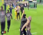 WATCH: Oleksandr Zinchenko intervenes when guard stops fan rushing the field from fan van