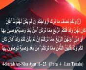 &#124;Surah An-Nisa&#124;Al Nisa Surah&#124;surah nisa&#124; Ayat &#124;11-23 by Syed Saleem&#124;&#60;br/&#62;&#60;br/&#62;surah an nisa, surat an nisa, surah al nisa, al qur an an nisa, an nisa 4 34, al quran online, holy quran, koran, quran majeed, quran sharif&#60;br/&#62;&#60;br/&#62;&#60;br/&#62;&#60;br/&#62;&#60;br/&#62;&#60;br/&#62;&#60;br/&#62;&#60;br/&#62;&#60;br/&#62;The surah that enshrines the spiritual-, property-, lineage-, and marriage-rights and obligations of Women. It makes frequent reference to matters concerning women (An nisāʾ), hence its name. The surah gives a number of instructions, urging justice to children and orphans, and mentioning inheritance and marriage laws. In the first and last verses of the surah, it gives rulings on property and inheritance. The surah also talks of the tensions between the Muslim community in Medina and some of the People of the Book (verse 44 and verse 61), moving into a general discussion of war: it warns the Muslims to be cautious and to defend the weak and helpless (verse 71 ff.). Another similar theme is the intrigues of the hypocrites (verse 88 ff. and verse 138 ff.)&#60;br/&#62;The surah An Nisa/ Al Nisa is also known as The Woman&#60;br/&#62;Note on the Arabic text: - While every effort has been made for the Arabic text to be correct, it has been copied from AlQuran.info &amp; quran.com, however due to software restrictions and Arabic font issues there may be errors in ayahs, for which we seek Allah’s forgiveness.&#60;br/&#62;