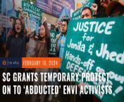 The Supreme Court grants protective writs filed by environmental activists Jonila Castro and Jhed Tamano, who were allegedly abducted by the military last year.&#60;br/&#62;&#60;br/&#62;Full story: https://www.rappler.com/philippines/supreme-court-grants-temporary-protection-activists-jonila-castro-jhed-tamano/