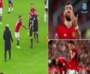 Bruno Fernandes was far from happy with referee Michael Oliver at the full-time whistle at Old Trafford on Saturday. &#60;br/&#62;&#60;br/&#62;The Portuguese playmaker appeared to be fuming at Oliver, with the captain vocalizing his frustration at the full-time whistle. &#60;br/&#62;&#60;br/&#62;Manchester United went 1-0 down after X Bassey&#39;s opener in the second half, though they found an equalizer through Harry Maguire in the closing minutes. &#60;br/&#62;&#60;br/&#62;Into the last kicks of stoppage time, Alex Iwobi found the back of the net to cancel out Maguire&#39;s efforts, ending in a 2-1 defeat for the hosts. &#60;br/&#62;&#60;br/&#62;Joined by gaffer Erik Ten Hag, Fernandes appeared to be pleading with Oliver about some of his on-field decisions.&#60;br/&#62;&#60;br/&#62;Things were looking up for the Red Devils with the side in red-hot form, though the signs of recovery were trampled underfoot by an effervescent Fulham.&#60;br/&#62;&#60;br/&#62;Erik ten Hag’s side were on a run of six wins and a draw from seven games in 2024, but it was brought to a halt by Fulham’s first win in the Premier League here in 17 attempts, dating back to 2003. &#60;br/&#62;&#60;br/&#62;This was also the Londoners’ first away win in the league since the opening day of the season after Alex Iwobi fired a dramatic winner in the seventh minute of injury time.&#60;br/&#62;&#60;br/&#62;Harry Maguire escaped a red card early on with a nasty tackle on Sasa Lukic,&#60;br/&#62;