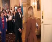 Akshata Murty hosts first lady Olena Zelenska at 10 Downing Street, the pair watch a performance the Ukrainian national anthem inside the prime minister’s residence before meeting the singers. Report by Blairm. Like us on Facebook at http://www.facebook.com/itn and follow us on Twitter at http://twitter.com/itn