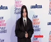 https://www.maximotv.com &#60;br/&#62;B-roll footage: Billie Eilish on the blue carpet at the 39th annual Film Independent Spirit Awards on Sunday, February 25, 2024, at 1550 Pacific Coast Highway, Lot 1, North Santa Monica, California, USA. The Spirit Awards are Film Independent’s largest annual celebration, making year-round programming for filmmakers and film-loving audiences possible while amplifying the voices of independent storytellers and celebrating their diversity, originality, and uniqueness of vision. This video is only available for editorial use in all media and worldwide. To ensure compliance and proper licensing of this video, please contact us. ©MaximoTV