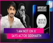 On March 18, actor Siddharth took to Instagram to clarify that he is not on X. Recently, Siddharth made headlines for a post on X. The post highlighted how thousands of men came out on the streets of Bengaluru to celebrate Royal Challengers Bangalore&#39;s (RCB) victory at the Women&#39;s Premier League and not women. The tweet read, &#92;